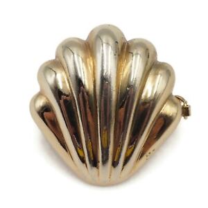 Gold Tone Clam Shell Shaped Design Scarf Slide Clip With Box Clasp Safety Latch