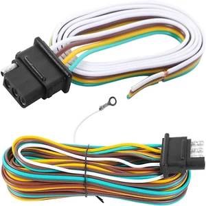 Trailer Light Wiring Kit, 50Ft Wiring Harness with 4 Way Flat, Waterproof 18 - Picture 1 of 12