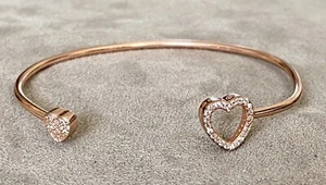 .925 Sterling Silber Rosegold Armreif Armband mit runden Diamanten - Bild 1 von 9