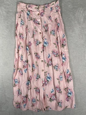 Maxi Falda Vintage Bobbie Brooks Modesta Floral Botón Frontal Talla Mediana Rosa Foto 1 de 4