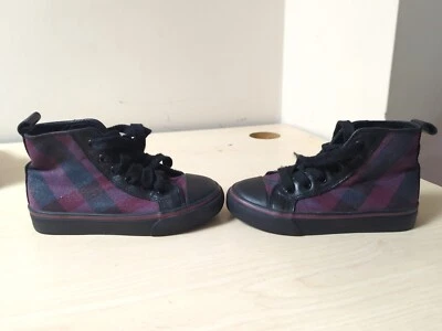 Burberry Lace Up Sneakers Purple Nova Check Size 27 (10c) Children Toddler Baby - Image 1 of 4