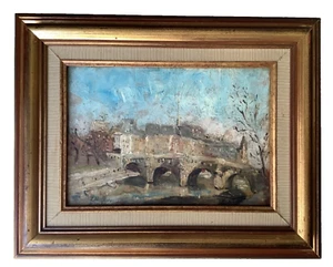 Antique Impressionism - Oil Canvas - The Pont Neuf Bridge Seine in Paris - Picture 1 of 21