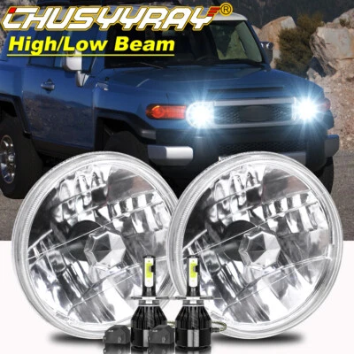 Par redondo de lámpara de carcasa de vidrio de 7" para Toyota FJ Cruiser 2008-2014 Foto 1 de 4