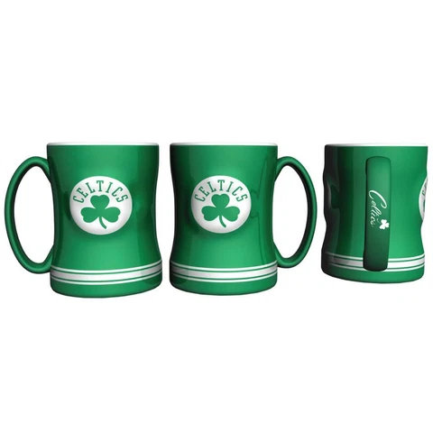 Boston Celtics Coffee Mug - 14oz Sculpted [NEW] NBA Tea Microwave Cup Cover