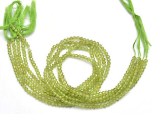 Natural AAA+ Peridot Gemstone 3mm-4mm Micro Faceted Rondelle Beads 13inch Strand