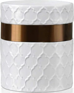 Kitchen Utensil Holder - Large Ceramic Farmhouse Countertop Crock, White/Copper - Picture 1 of 1