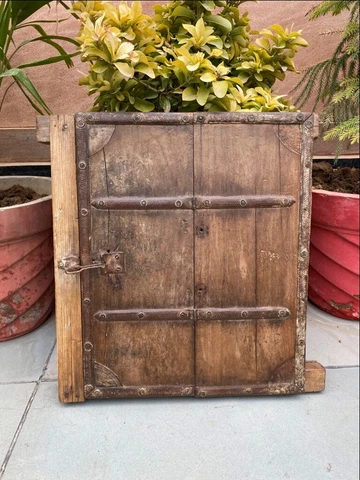 1700's Ancient Wooden Iron Brass Carved Cabinet Window Door Frame Sideboard Door Cover