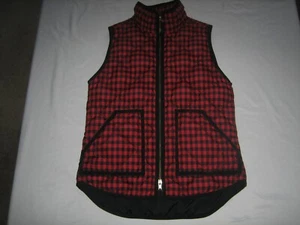womens j crew red plaid quilted vest xs - Picture 1 of 4