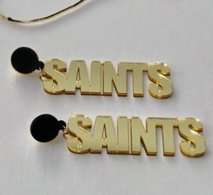 Pendientes colgantes New Orleans Saints negros y dorados - Imagen 1 de 2