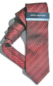 John Ashford NEW Red Slim Striped Men's Neck Tie $45 A76 - Picture 1 of 2
