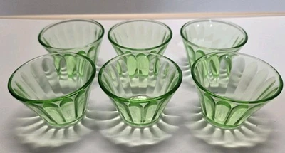 Vintage  Hazel Atlas Uranium Green Depression Glass Custard Cups Ramekins 6 Pcs - Image 1 of 4