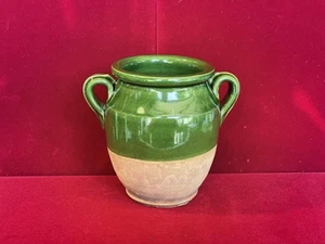 4" Italian Green 2-Handle Pottery Jug/ Vase / ITALY - Picture 1 of 10
