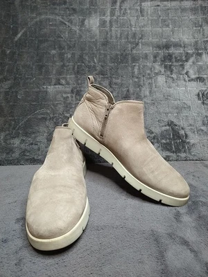 Zapatos botines al tobillo Ecco 11 Bella gris nobuck de cuero con cremallera lateral para mujer Foto 1 de 4