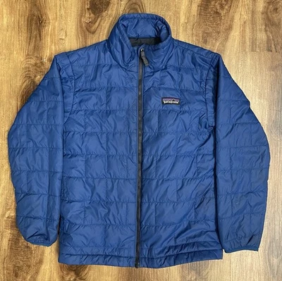 Chaqueta acolchada Patagonia Niños Nano Puff Ladrillo Azul Estilo #68001 Pequeña 7-8 Rara Foto 1 de 4