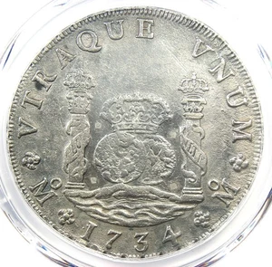 1734 Mexico Pillar Dollar 8 Reales Silver Coin 8R. Certified PCGS XF Detail (EF) - Picture 1 of 5