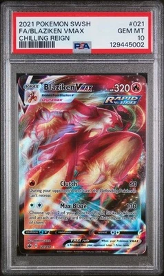 Pokemon TCG Blaziken VMAX Full Art 021/198 Chilling Reign PSA 10 Gem Mint - Image 1 of 2