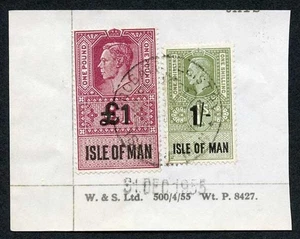 Isle of Man KGVI One Pound + 1/- Key Plate Type Revenues CDS on Piece - Bild 1 von 1