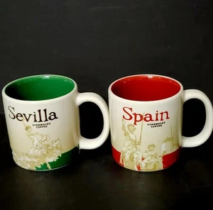 2 Starbucks Sevilla Spain Demitasse You Are Here YAH Collection Cups Mugs 3oz - Picture 1 of 7