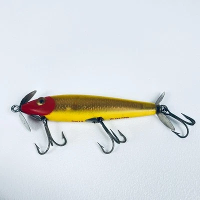 Vintage L&S MirroLure 5M12 Floater Fishing Lure 2 Spinners Red Yellow Gold Flash - Image 1 of 4