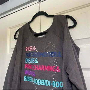 Disney Parks Sweatshirt Size XL Fairy Godmother Grey Gray Cold Shoulder Thin - Picture 1 of 8