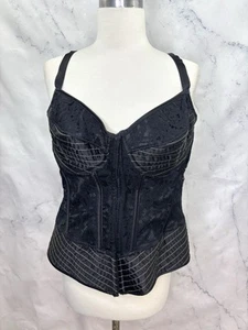 Intimate Attitudes Y2k Corset Bustier Sz 38 XL Black Satin Vintage Gothic 2000s - Picture 1 of 18