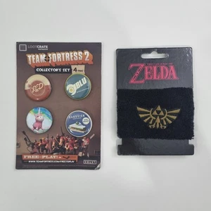 LOOT CRATE EXCLUSIVE Nintendo Zelda Sweat Band & Valve Team Fortress 2 Pins Set - Picture 1 of 4