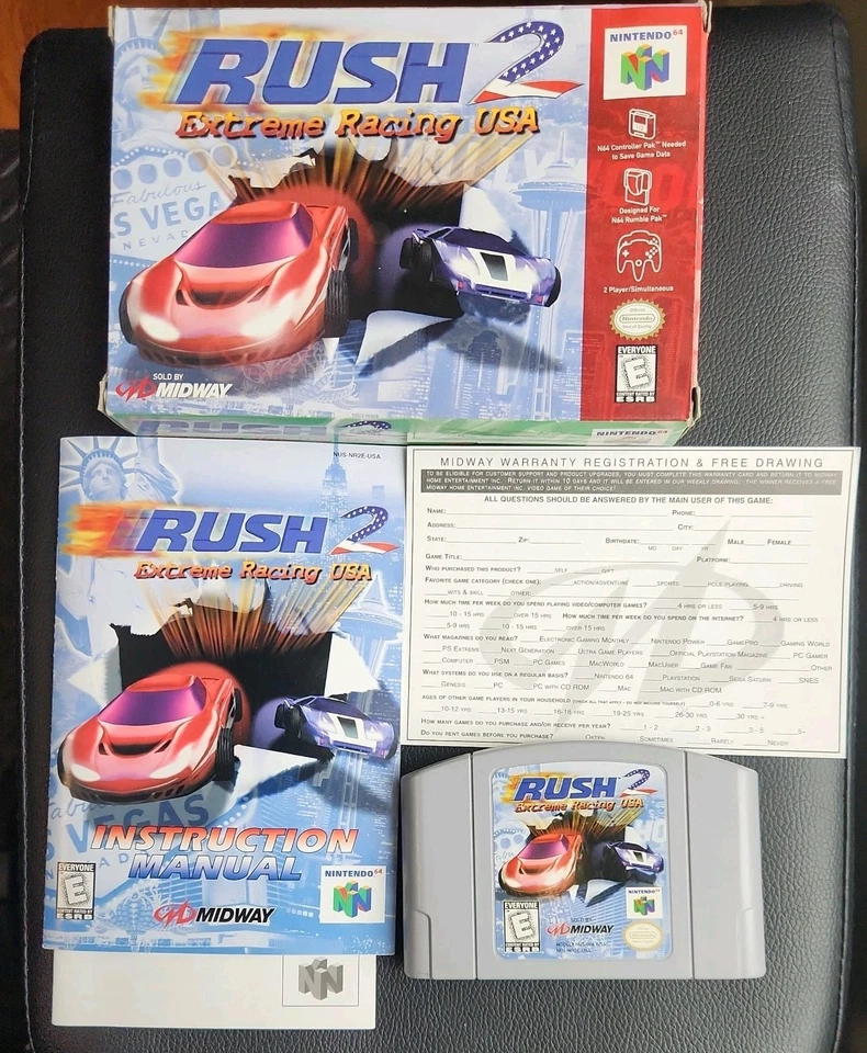 Rush 2: Extreme Racing USA (Nintendo 64, 1998) Autêntico Completo Na Caixa N64 - Imagem 1 de 4