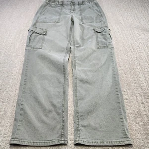 American Eagle Cargo Pants Women 10 Baggy Y2K Elastic Waist Washed Green  - Picture 1 of 11