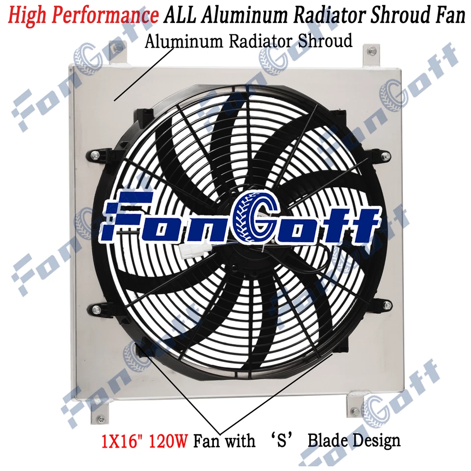 Aluminum Radiator Shroud Fan For 1966-1977 1970 FORD BRONCO L6/V8 CONVERSIONS Foto 1 de 4