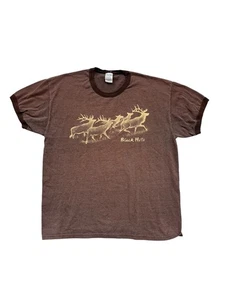 Vintage Brown Gildan Ultra Cotton Black Hills Elk Print T-Shirt XL #953A - Bild 1 von 9