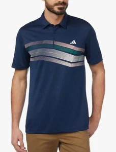 NEW Adidas Men's Core Chest Stripe Short Sleeve Golf Polo Shirt Navy Size M, L - Picture 1 of 5