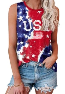 4th of July Women's Graphic Summer Loose Fit Shirts Tunic Patriotic American ... - Picture 1 of 7
