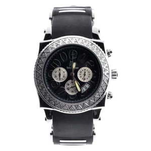 Techno Master Mens Real Diamond Bezel Watch Chronograph Rubber Band 1.0 Carat - Picture 1 of 5