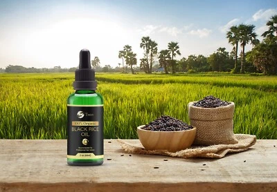 Aceite de crecimiento del cabello de arroz negro 100 % orgánico 2 oz nuevo Foto 1 de 4