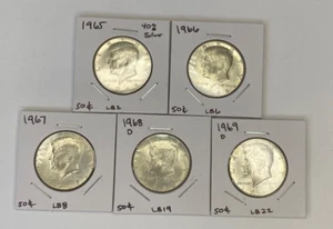 1965 66 67 68D 69D 40% Silver 5 Coin Set Kennedy Half Dollar AU/MS 50¢ LB2681922 - Picture 1 of 2