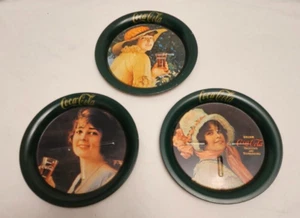 Set of 3 Vintage 1983 Coca-Cola Metal Coasters - Picture 1 of 8