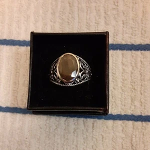 Size 10 Sterling Ring Made With 14 X 10 mm Chocolate Sapphire(8.00 Carats)(332) - Picture 1 of 7