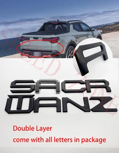 0.3IN Matte Black raised letters fit HYUNDAI SANTA CRUZ 2022 23 tailgate insert - Picture 1 of 8