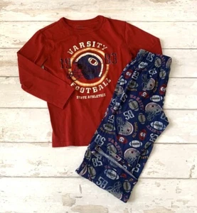 Boys 6/7 Football Sports Themed Pajama Set Kids Pjs Blue Red Cherokee Brand 6 7 - Picture 1 of 4