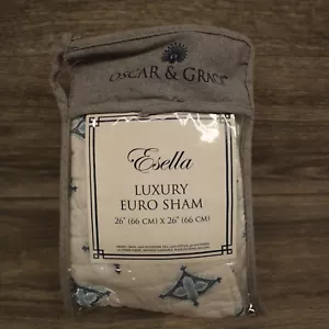Kissen Euro Sham Oscar Grace 26 x 26 Blatt Bettwäsche Blau Luxus Schön Komfort Neu - Bild 1 von 10
