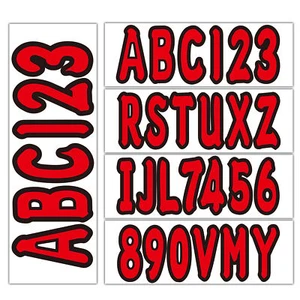 4 juegos de calcomanías adhesivas rojas para números de registro alfa-numéricos marinos de 3" - Imagen 1 de 6
