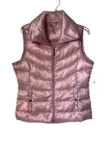 Liz Claiborne Sport Vest Womens Med Pink Duck Down Puffer Full Zip Vest Packable - Picture 1 of 3