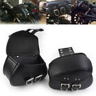 Black PU Leather Saddle Bags Side Luggage Tool Bag For Sportster Dyna Motorcycle