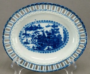 British Willow Nankin Pattern Blue & White Pearlware Chestnut Basket Tray C.1795 - Picture 1 of 10