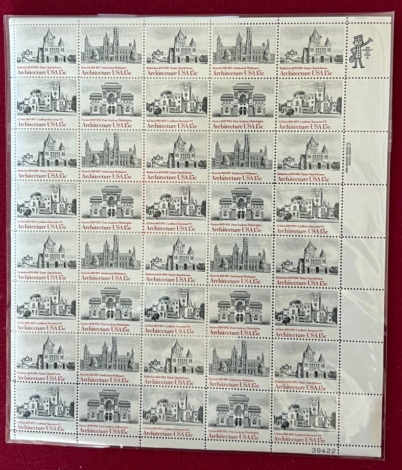Scott Stamps Scott 1838-41  American Architecture Sheet of 40 MNH - Image 1 of 1