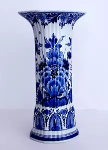 ROYAL DELFT PORCELEYNE FLES CHALICE VASE 10.6 INCHES THE ORIGINAL BLUE EXCELLENT - Picture 1 of 5