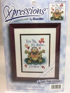 Bucilla Xpressions Counted Cross Stitch #42535 "Kiss Me I’ll Change, I PROMISE!" - Bild 1 von 6