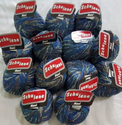13 Ball Lot Schulana Knitting Yarn Maui Blue Teal Brown Cotton Nylon 50g 125m ea Foto 1 de 4