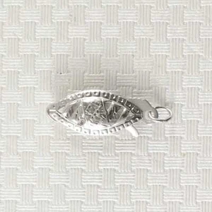 14K White Gold Marquise Filigree Fish Hook Clasp w/ Close Jump Rings - Picture 1 of 5