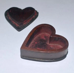 Treen Wood Heart Shaped Trinket Box - Picture 1 of 8